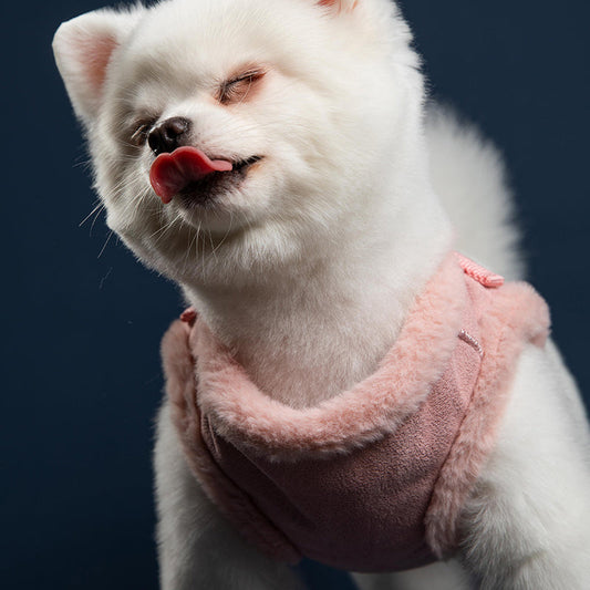 KFX-0513597 Bunny Fleece Adjustable Dog Leash for Small to Medium Dogs - Soft Polyester Fiber in Pink and Light Gray