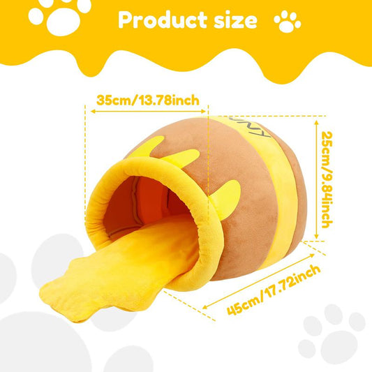 KFX-0513853 Cozy Honey Pot Cat Bed with Memory Foam Cushion, Plush Pet Cave for Small Cats