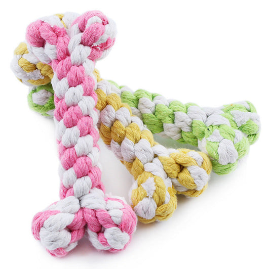KFX-0524349 Hand-Woven Cotton Rope Bone Toy - Durable 15cm Pet Chew Feature