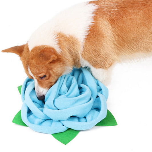 KFX-0535869 Rose Scented Polyester Chew Pad for Pet Food Training - 40 x 9 cm, Red Blue Off-White