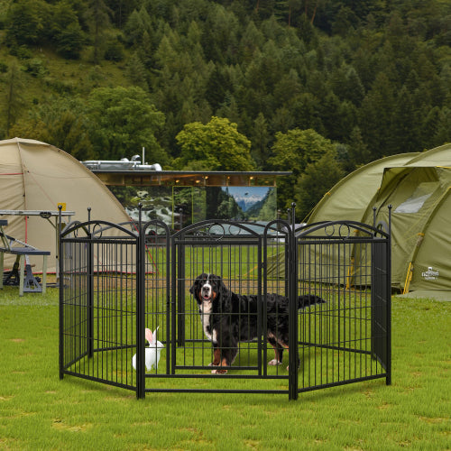 KFX-0548157 32 Inch 8 Panel Metal Dog Playpen for Indoor and Outdoor Use with Door, Heavy Duty Design