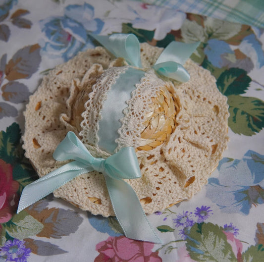 KFX-0551357 Elegant Pet Straw Hat Headdress with Silk Bows for Cats and Dogs in Various Colors