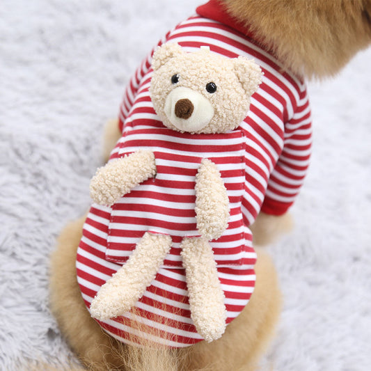 KFX-0551613 Cute Cartoon Teddy Bear Sweater for Small Dogs and Cats, Soft Cotton Material