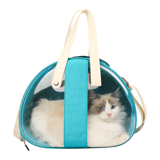KFX-0570045 Transparent Pet Carrier Backpack for Cats and Dogs - Sky Blue, Dark Gray, Rose Red - Medium Soft Structure, 39x27x30cm, Up to 10kg Capacity