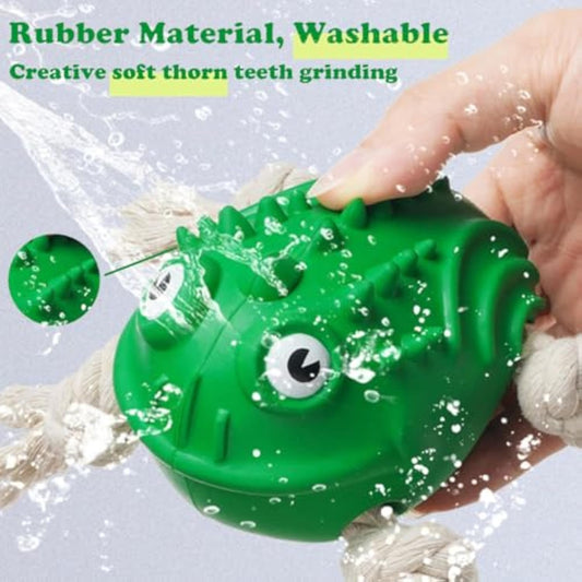 KFX-0571069 Indestructible Toad Shape Rubber Dog Toy for Aggressive Chewers - Squeaky, Chew-Resistant, and Dental Health Enhancer