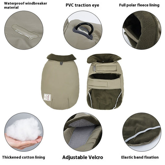 KFX-0573245 Cotton-Padded Turtleneck Vest for Dogs - Warm Solid Color Cold-Proof Pet Clothing