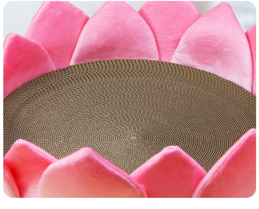 KFX-0575421 Pet Cool Nest Round Cat Bed - Plush Lotus Shape, Two Sizes Available (30cm and 42cm)
