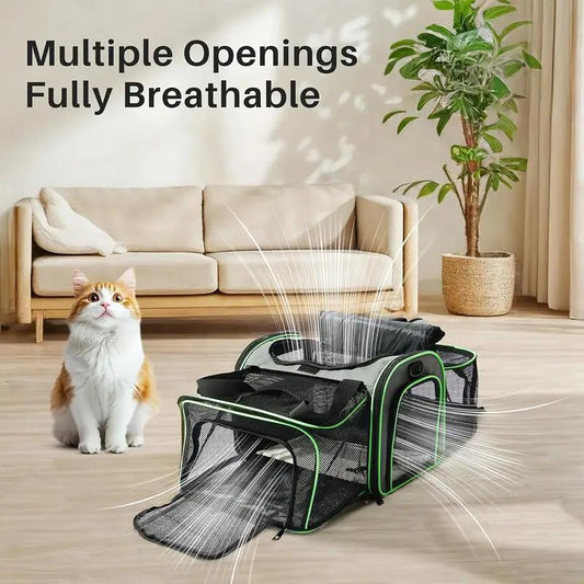 KFX-0575805 Expandable and Foldable Pet Carrier with Wheels for Cats and Small Dogs, Soft-Sided and Airline-Approved