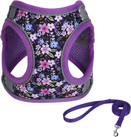 KFX-0579133 Reflective No Pull Adjustable Soft Mesh Dog Harness and Leash Set for Small to Medium Dogs