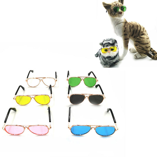 KFX-0584125 Pet Mini Hip Hop Sunglasses - Metal Frame with Resin Lenses, Stylish Accessories for Small Pets
