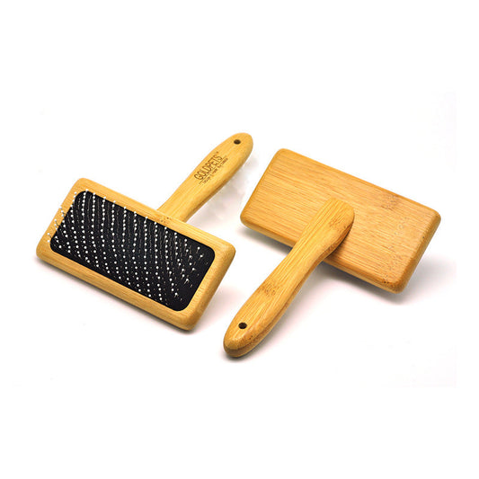 KFX-0590653 Bamboo Wood Air Cushion Needle Comb for Pet Grooming - Original Bamboo, Sizes S, M, L