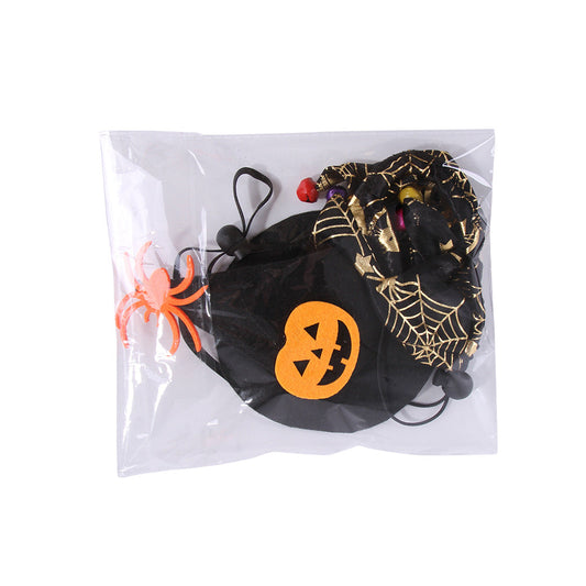 KFX-0592445 Skull Pattern Hat and Scarf Set with Cat Cape and Spider Web Design