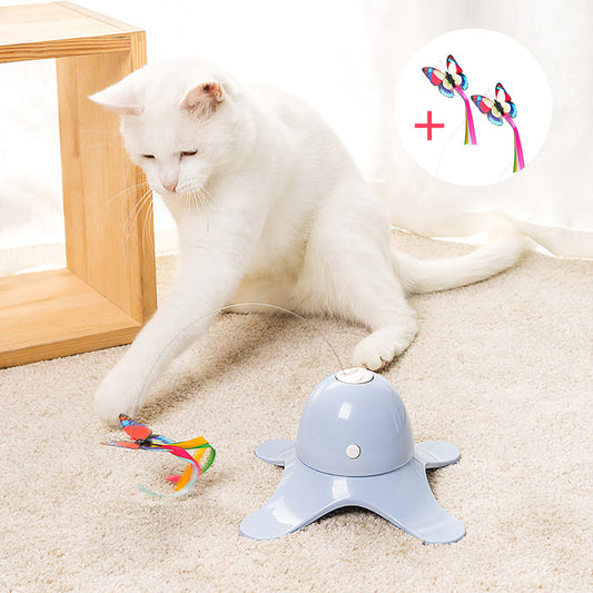 KFX-0595645 Interactive Rotating Butterfly Cat Toy with Stable Base and Glow Feature