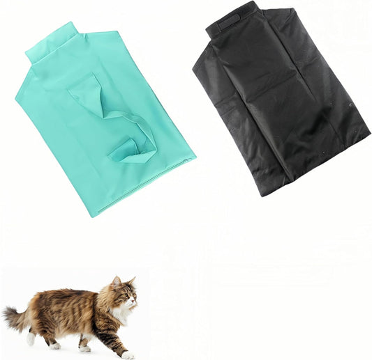 KFX-0597053 Foldable Cat Carrier Pouch for Nail Trimming - Soft Green & Black Tote Bag Design, Ideal for Adult Cats and Puppies