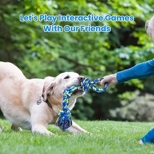 KFX-0599229 Heavy-Duty Cotton Rope Dog Toy Set for Large Breeds - Dental Chew & Tug of War Interactive Play