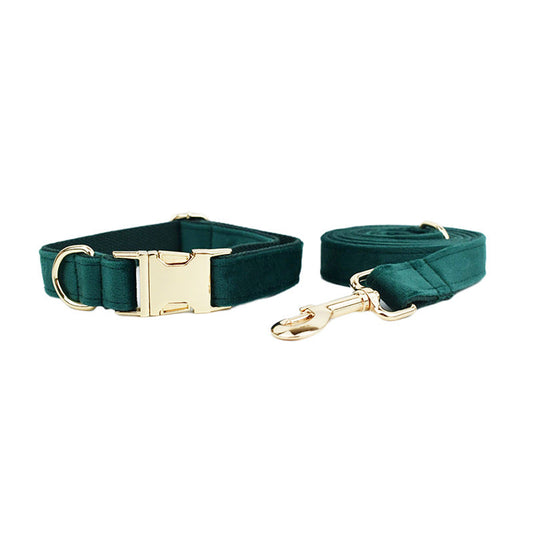KFX-0599869 Velvet Pet Collar with Scalable Traction Rope and Bow Tie - Adjustable Fit for Dogs