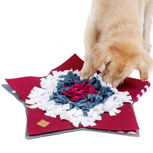 KFX-0613949 Pet Slow Feeding Training Mat - 28"x28" Red Felt & Wool Dog Bashing Pad for Stress Relief and Digestion