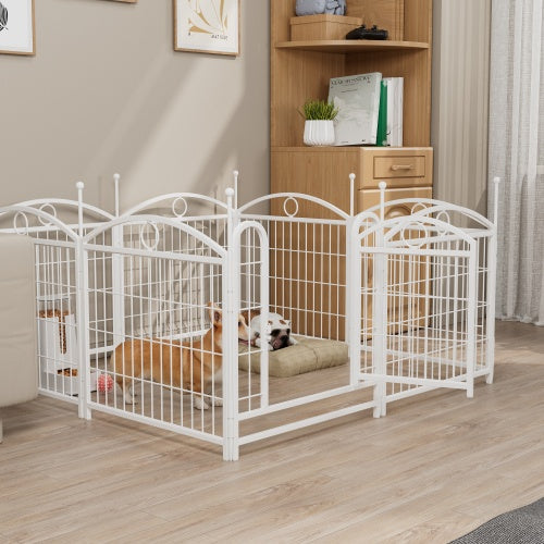 KFX-0623293 Indoor 8-Panel Metal Dog Playpen, 24-Inch High, Foldable with Door, Heavy Duty Iron for Pets