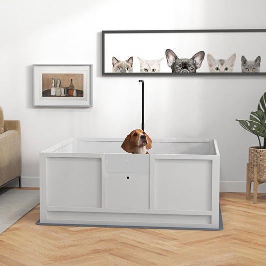 KFX-0629053 Whelping Box with Adjustable Door and Pig Rail for Safe Puppy Birth, 49" x 48"