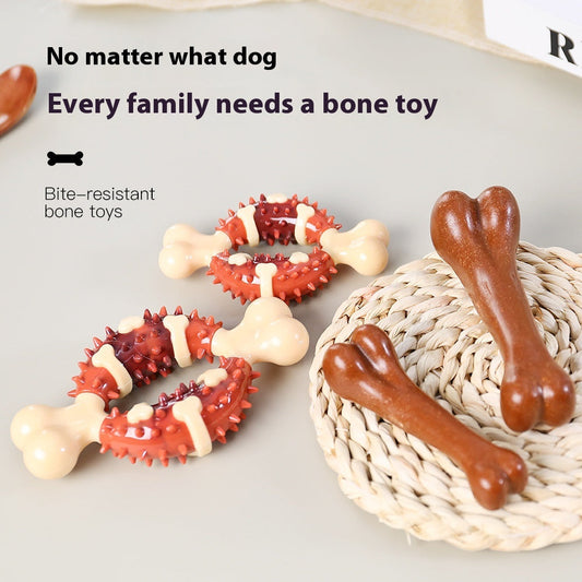 KFX-0634173 Durable Nylon TPR Dog Molar Toy - Bite-Resistant Double Color Bone