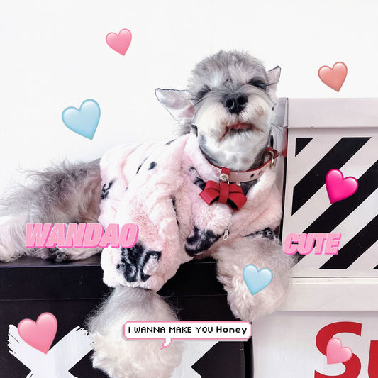 KFX-0637501 Fluffy Pink Velvet Coat for Cats - Stylish Princess Design, Multiple Sizes Available