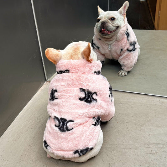 KFX-0637501 Fluffy Pink Velvet Coat for Cats - Stylish Princess Design, Multiple Sizes Available