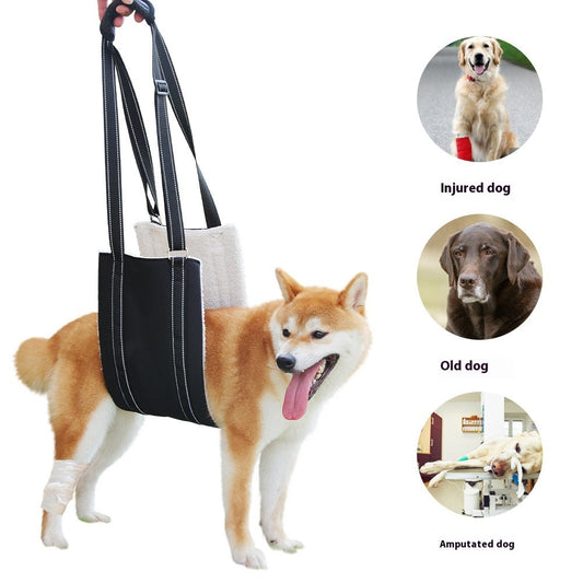 KFX-0641725 Adjustable Dog Rehabilitation Training Belt for Senior and Disabled Pets in Black Teddy Plush