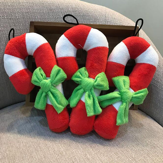 KFX-0645693 Vibrant Red, White and Green Plush Molar Toy for Dogs
