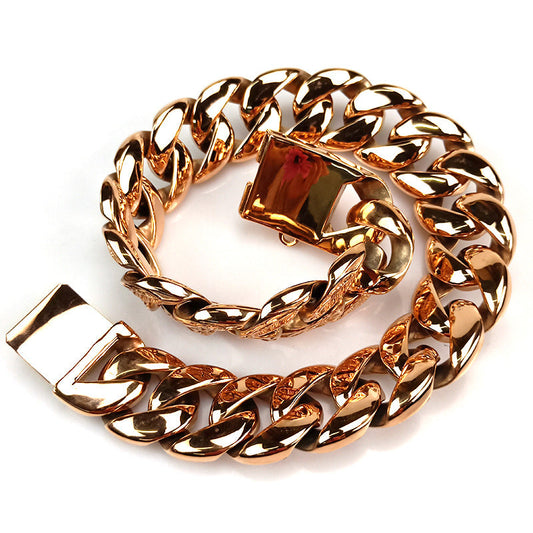 KFX-0652605 Stainless Steel Tree Leaf Shape Dog Collar - Scalable Design in Gold, Steel, and Rose Gold