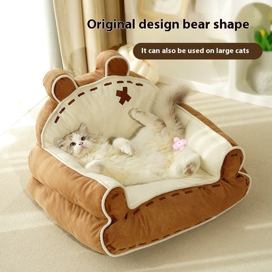 KFX-0654653 Cozy Four Seasons Cat Bed with Warm-keeping and Cold-proof Features