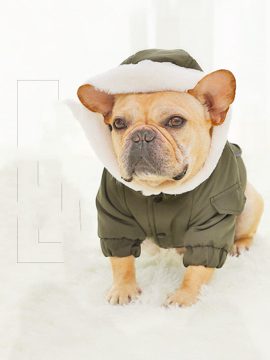 KFX-0655037 Cozy Cotton Winter Dog Clothes with Plus Velvet Thickening – Red and Green Options Available