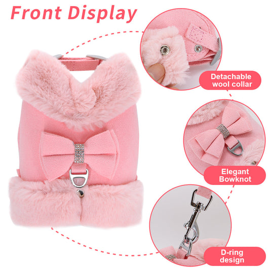 KFX-0658749 Adjustable Dog Walking Harness with Traction Rope - Cherry Blossom Powder, Mint Green, Dark Night Black
