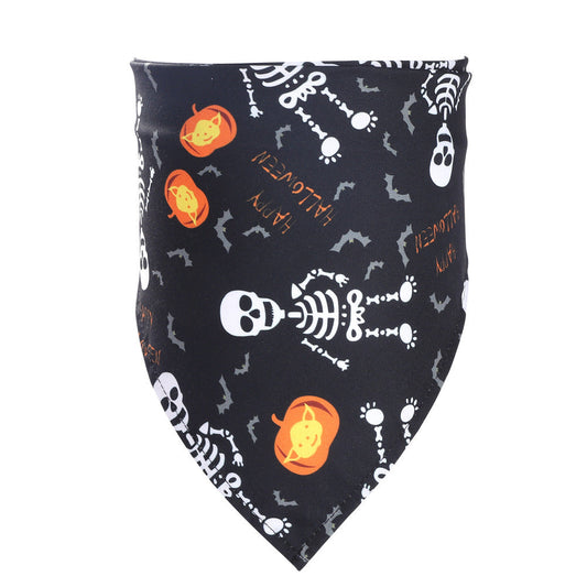 KFX-0663741 Halloween Triangle Scarf for Dogs - Fun Pumpkin, Witch, and Bone Designs, 45x45x65cm, Polyester