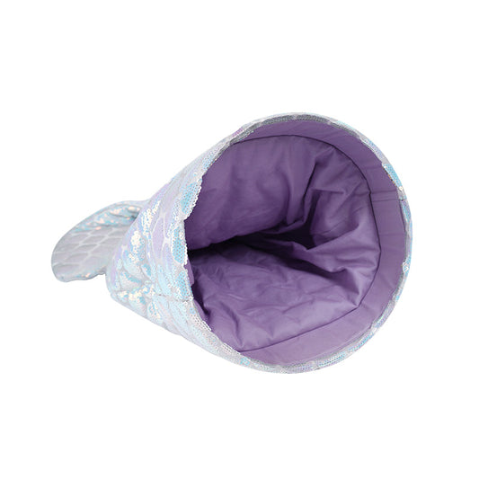 KFX-0666173 Enclosed Four-Season Sequined Mermaid Cat Bed - 100% Polyester, Medium Size 85*50*20cm