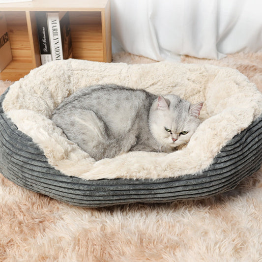 KFX-0675901 Cozy Oval Plush Nest Mat for Cats and Dogs - Available in Three Sizes