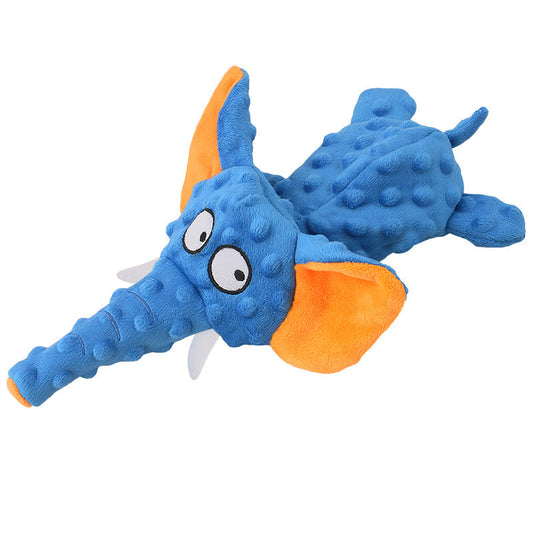KFX-0698557 Plush Elephant Dog Toy - Interactive Pet Playmate in Dark Blue, Purple, Light Blue, Gray
