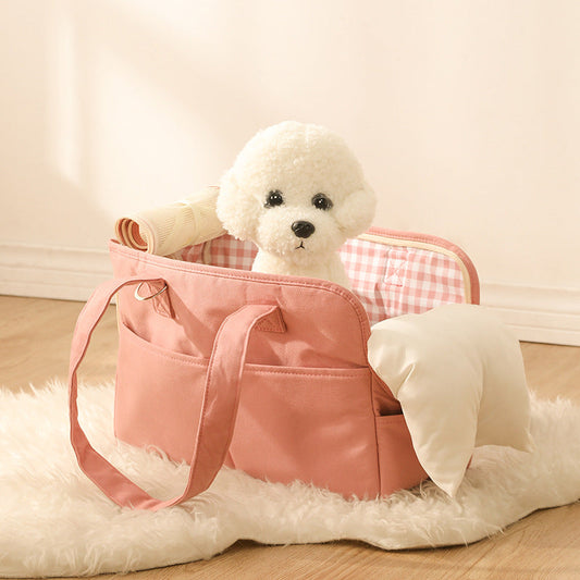 KFX-0701117 Large Capacity Cotton Pet Outing Bag for Dogs and Cats - Off-White, Peach, Light Gray