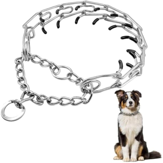 KFX-0706109 Adjustable Stainless Steel Dog Prong Training Collar with Comfort Rubber Tips for Medium and Small Dogs