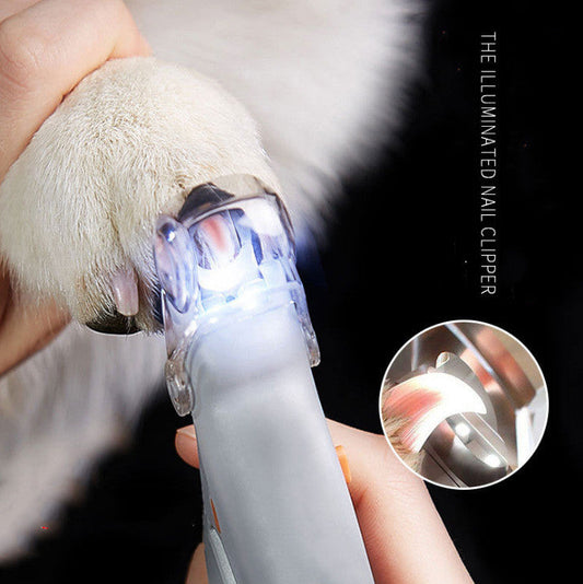 KFX-0708413 LED Light Pet Nail Clippers with Magnifying Glass and Wavy Handle