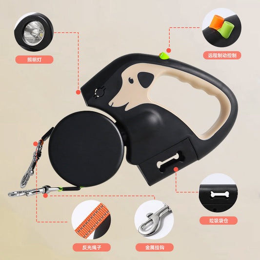 KFX-0710205 Double-Ended Automatic Retractable Leash for Two Pets, Durable ABS Design in Multiple Colors
