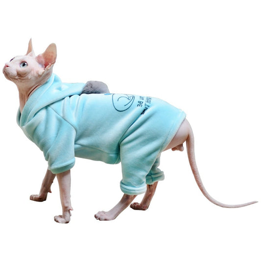 KFX-0712765 Cozy Fleece Hooded Jacket for Pets - Four-Legged Winter Wear in Mint Blue and Gem Pink