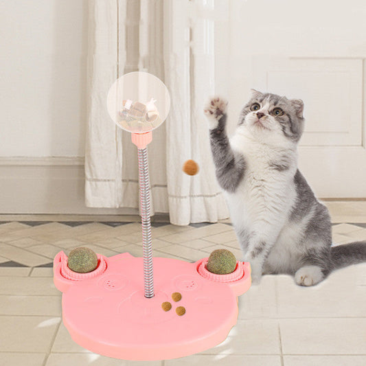 KFX-0714173 Interactive Cat Food Dispenser Ball with Suction Cup Base - Puzzle Toy for Engaging Feeding Play