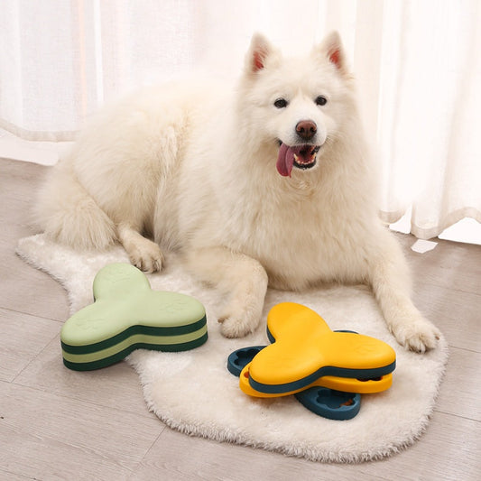 KFX-0716989 Interactive Whirlwind Slow Feeder Dog Educational Toy in Yellow and Blue