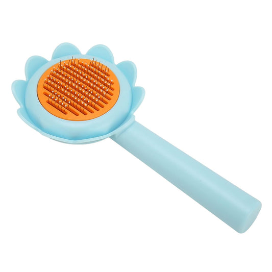KFX-0723389 Flower-Shaped Self-Cleaning Cat and Dog Grooming Brush with Stainless Steel Bristles