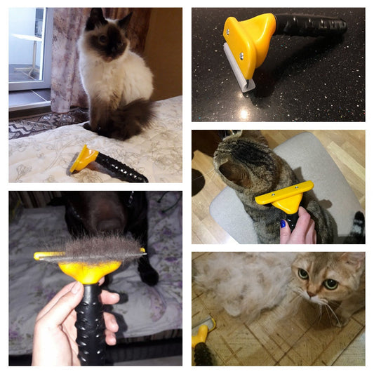 KFX-0733245 Eco-Friendly Pet Comb for Dogs and Cats – Blue & Yellow Travel Brush for All Sizes