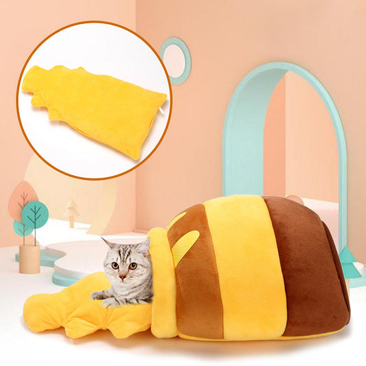 KFX-0743229 All-Season Warm Honey Pot Pet Bed - Soft Crystal Fabric with Double-Layer Insulation, Cozy Sponge Cotton Filling, Available in Multiple Colors