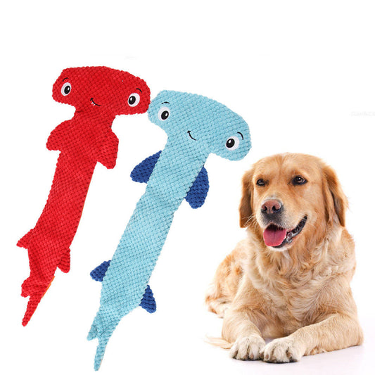 KFX-0749757 Hammerhead Shark Shaped Dog Toy - Sound Making Polyester Pet Accessory