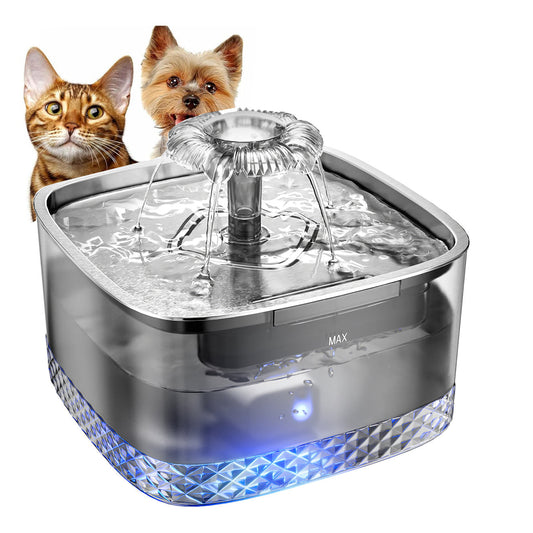 KFX-0754749 Gray Stainless Steel Automatic Cat Water Feeder with USB and Sensor Accessory