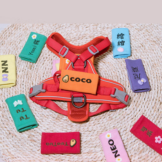 KFX-0757949 Customizable Dog Embroidered Nameplate Stickers for Pet Names in Various Colors