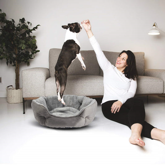 KFX-0758717 Cozy Round Pet Bed in Multiple Colors for Dogs - 48x50x15CM Soft Cloth Design